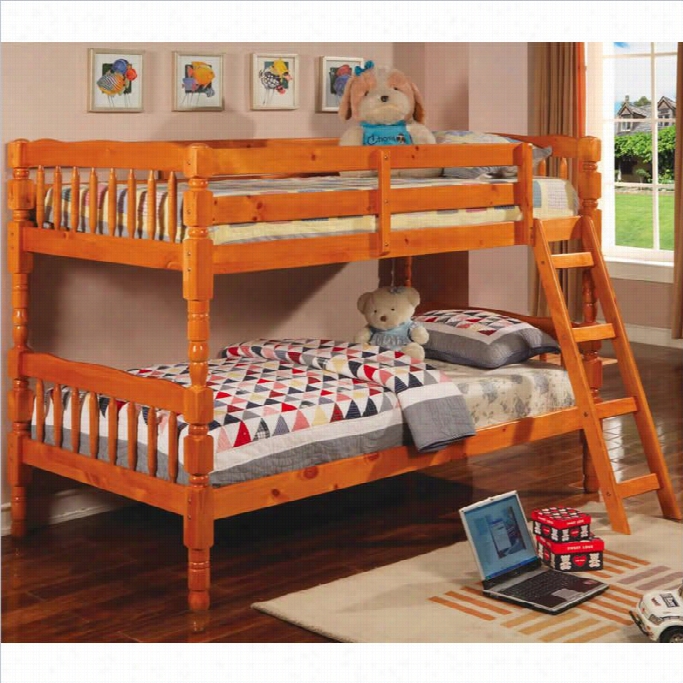 Caster Corinth Twin Over Twin Bunk Bed  In Medium Pi Ne Finish