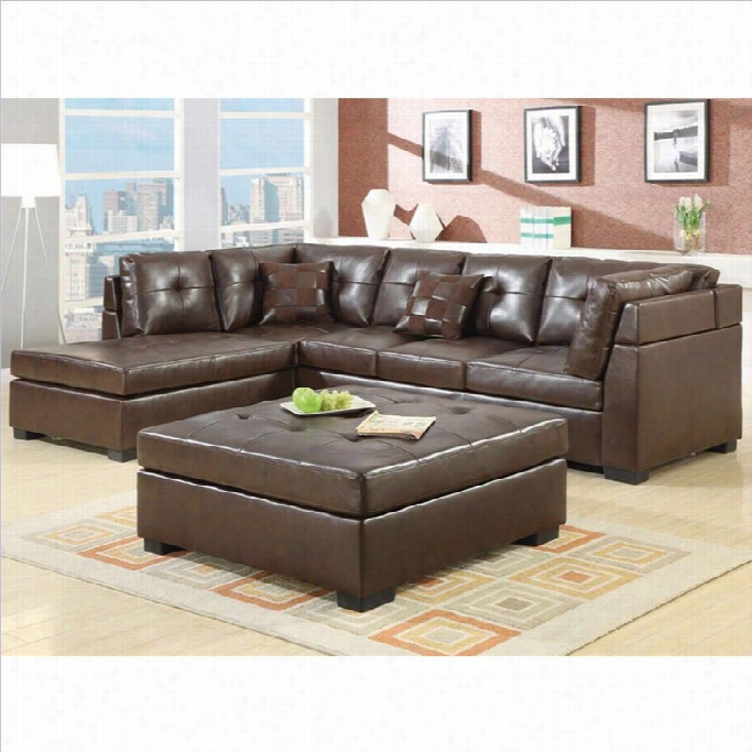 Coaster Darie Leather Sectional Sofa With Left-side Chaise In Brown