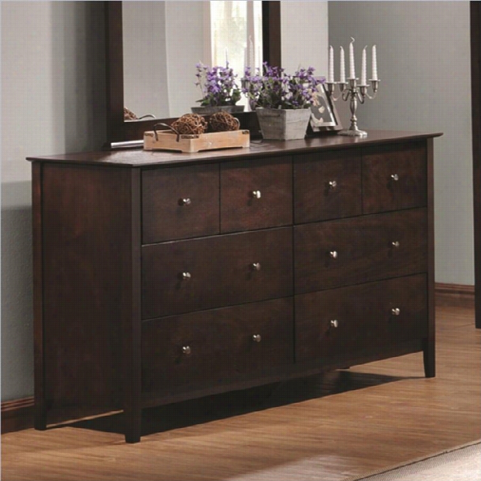 Coaster Tia 6 Drawer Doubke Dresser In Warm Cappuccino Finish