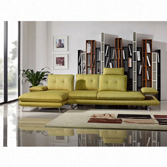 Diamnd Sofaeva 2 Piece Left Fabric Adjustable Sectional In Yellow