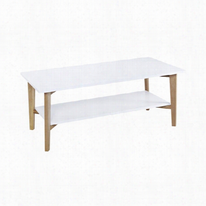 Diamond Couch Perch Rectangular Coffee Table In White And Oak