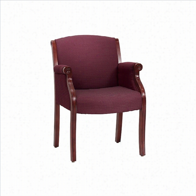 Dmi Furniture Seating Traditional Visitor Chair In Burgundy Fabric-emrlot Cherry