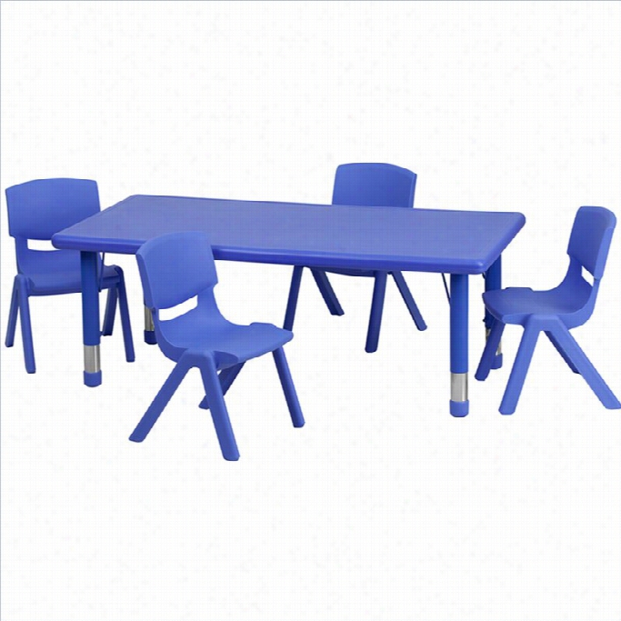 Flash Furniture 5 Piece Rectangular Activity Table Value In Blue