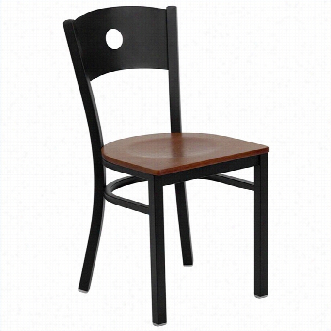 Flash Furniture Hercules Circle Backk Metal Dining Chair In Cherry