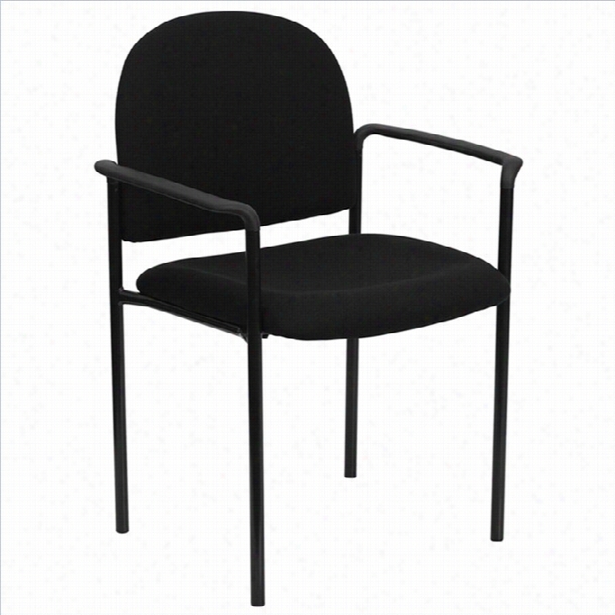 Flash Furniture Tsackable Side Guest Chair In Blqck With War