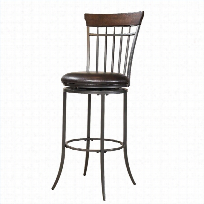 Hillsdale Cajeron 30 Spindle Back Swivel Bar Stool In Brown