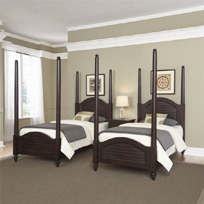 Home Styles Bermuda 2 Twin Poster Bed S And Nifht Stand In Espresso