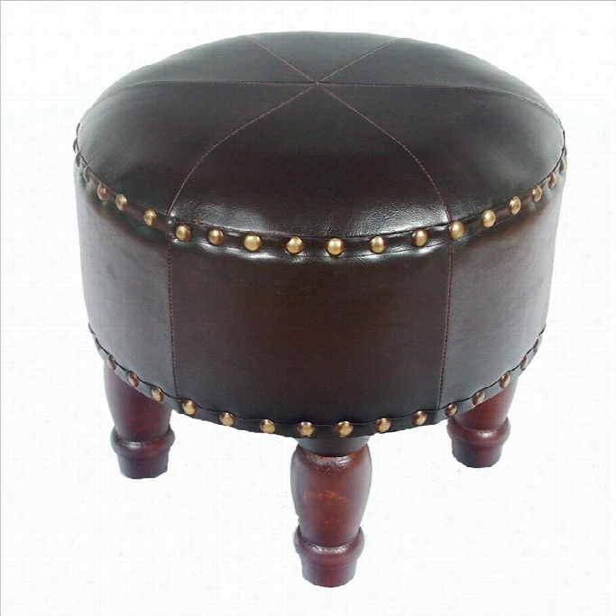 International Caravvan Carmel Faux Leather Stool In Dark Hocolate