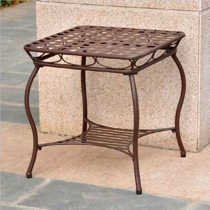 International Caravan Santa Fe Naihlead Patio Side Ta Ble In Matte Brown