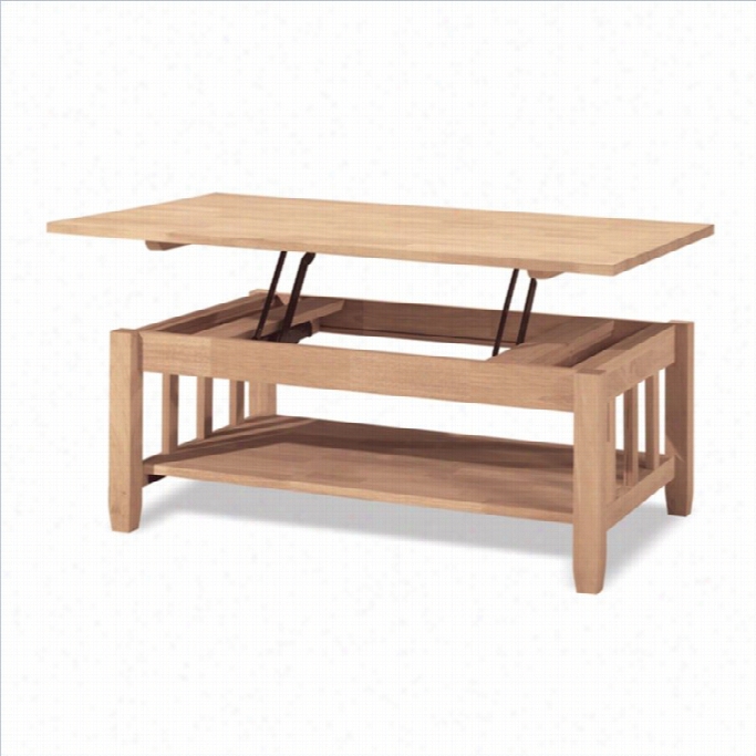 International Concepts Unfinished Mission Coffee Tabe With Lift Top