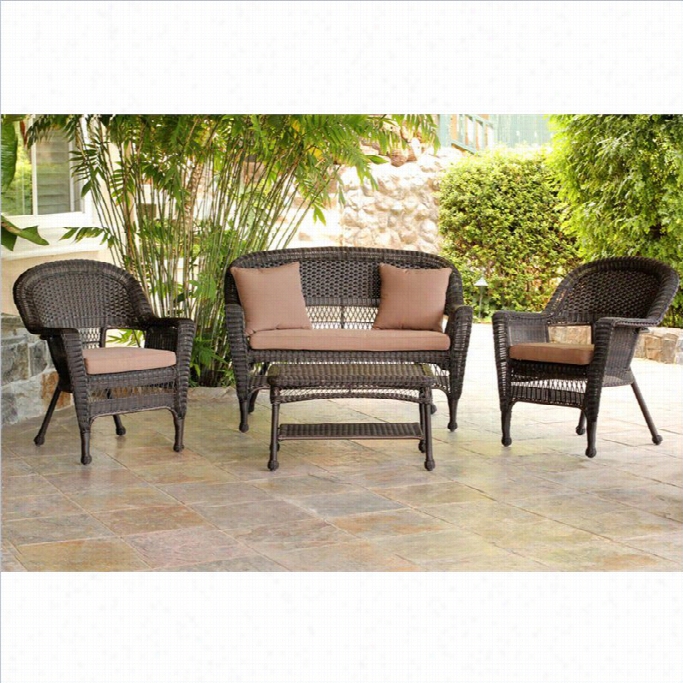 J Eco 4pc Twig Conversation Set In Espreso With Cocoa Brown Cushions