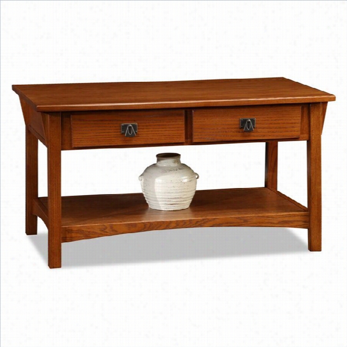 Leick Funriture Mission Two Drawer Storage Coffee Table In Russet