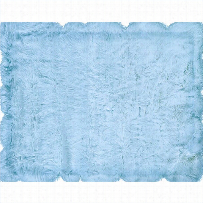 Linon Rugs Fauxs Heepskin Rectangular Area Rug In Blue-1'8 X 2'6