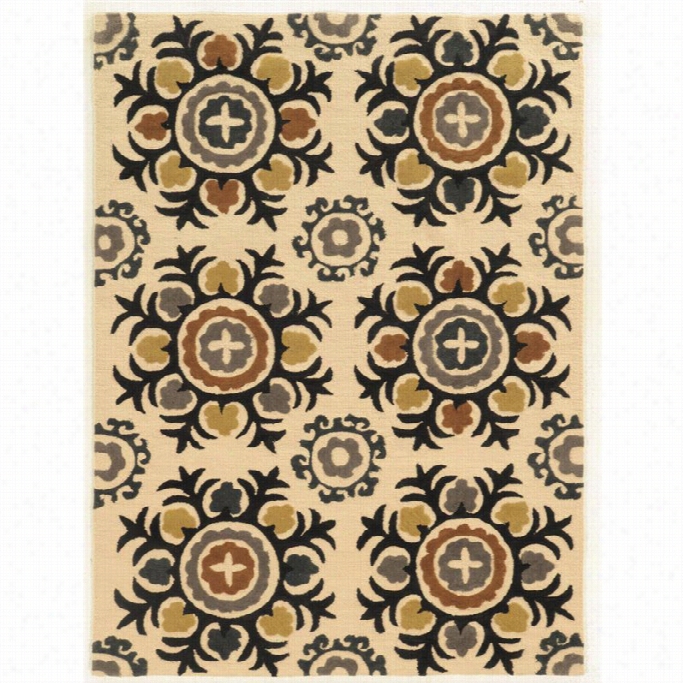 Lino Ntriio 5' X 7'hhand Tufted Rug In Ivory