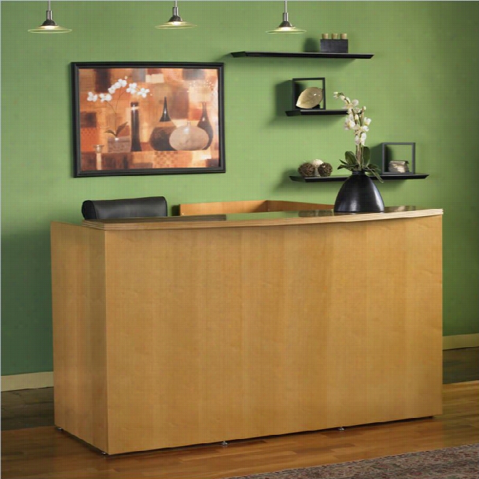 Mayline Luminary Wood Reception Desk Station( No Pedestals)-cherfy