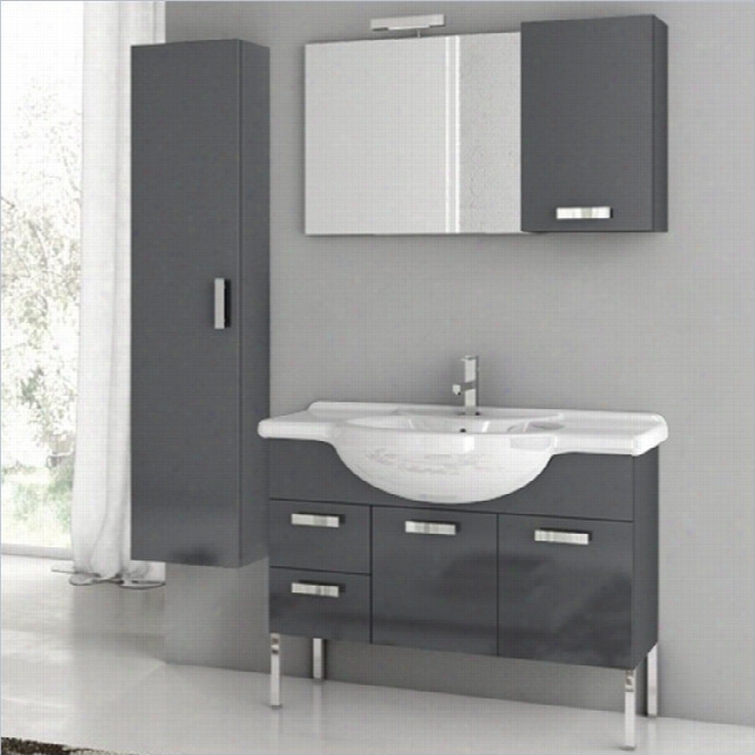 Nameek' S Hinex 40 7 Unite Standing Bathroom Vanity Set In Glossy Anthracite