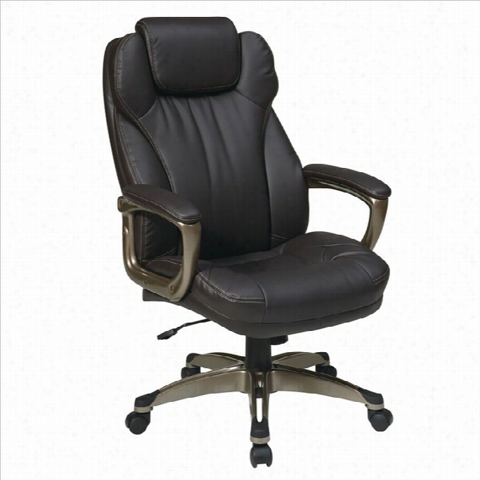 Company Star Ech Series Eco Leather Office Chair With Arms In Espresso
