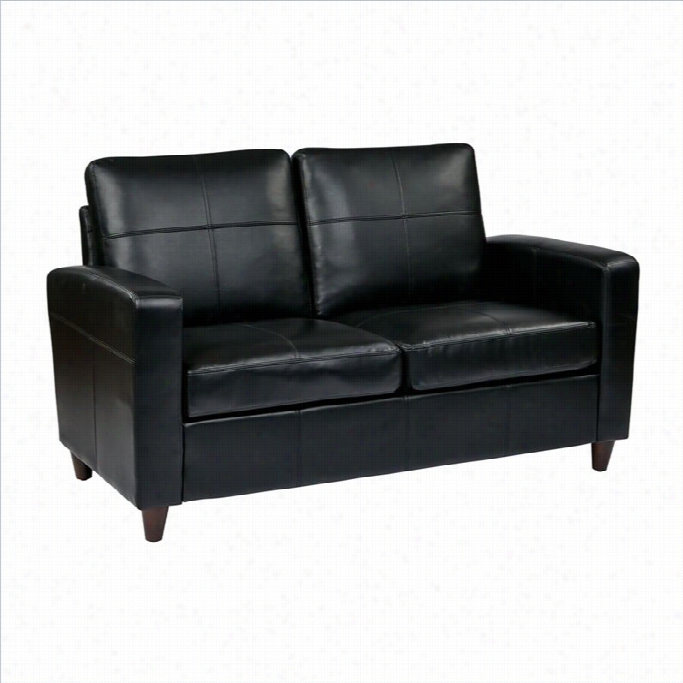 Office Star Eco Lea Ther Loveseat In Black