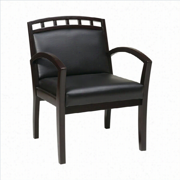 Office Star Wd  Leg Chair Back  In Espresso And Black