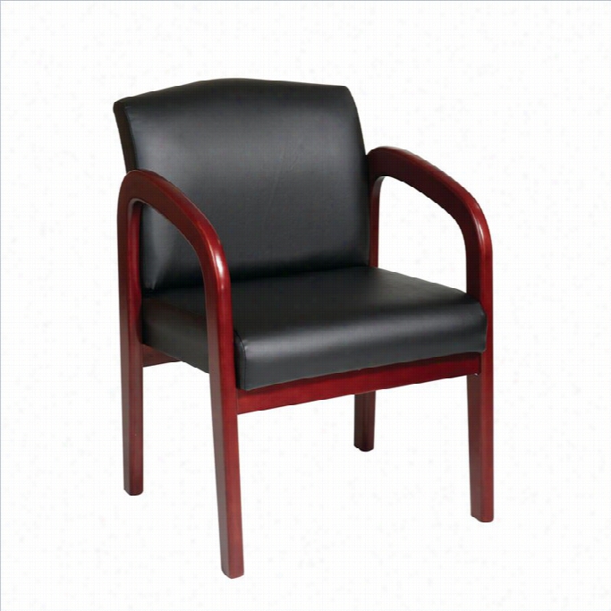 Office Star Wd Wood Visitor Guest Chair In Black And Cherry