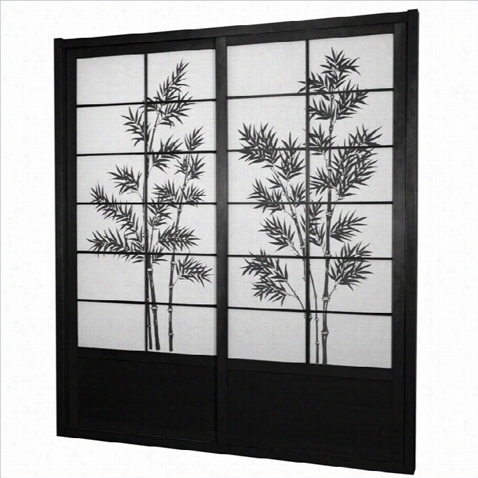 Oriental 7' Tall Bamboo Tree Shoji Sliding Door Kit In Black