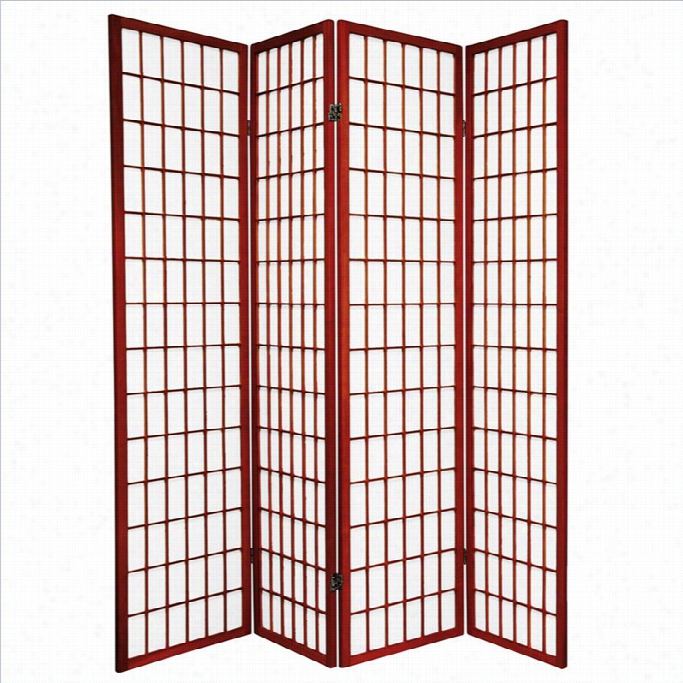 Orientta Lfurniture 6 ' Tall Window Panel Shoji Screen In Rosewood