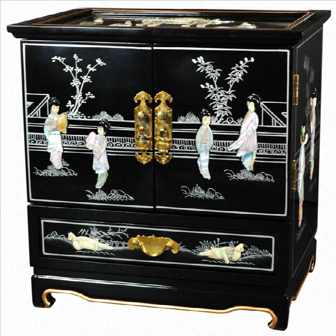 Orietnal Furniture Empress Lacquer Jewel Box In Black