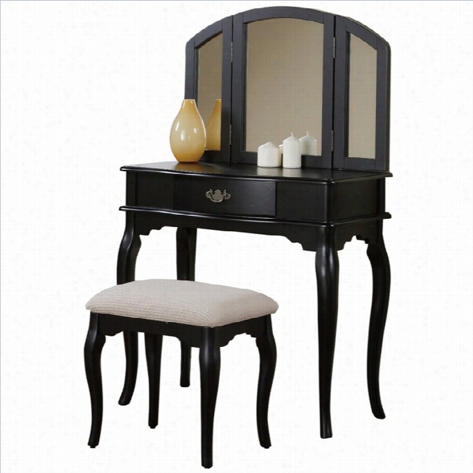 Poundex Bobkona Jaden Van Ity Set With Stool In Black