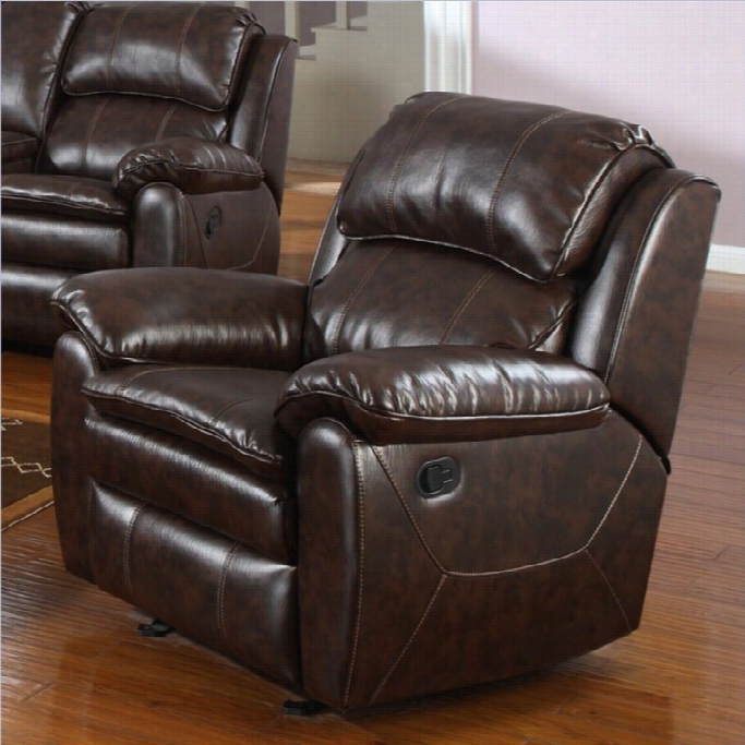 Pri Dilloon Glider Leather Recliner  In Darm Brwn