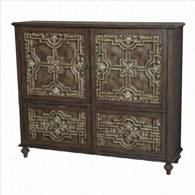 Pulaski Accents Ornate Credenza In Darkk Brown