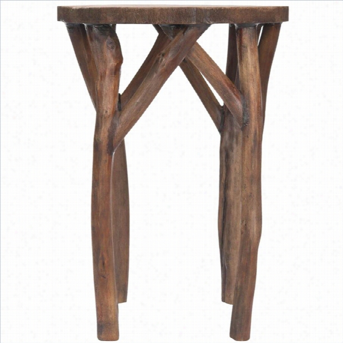 Safavie Hcalvin Bayuf Wood Ruond End Table In Dark Brown