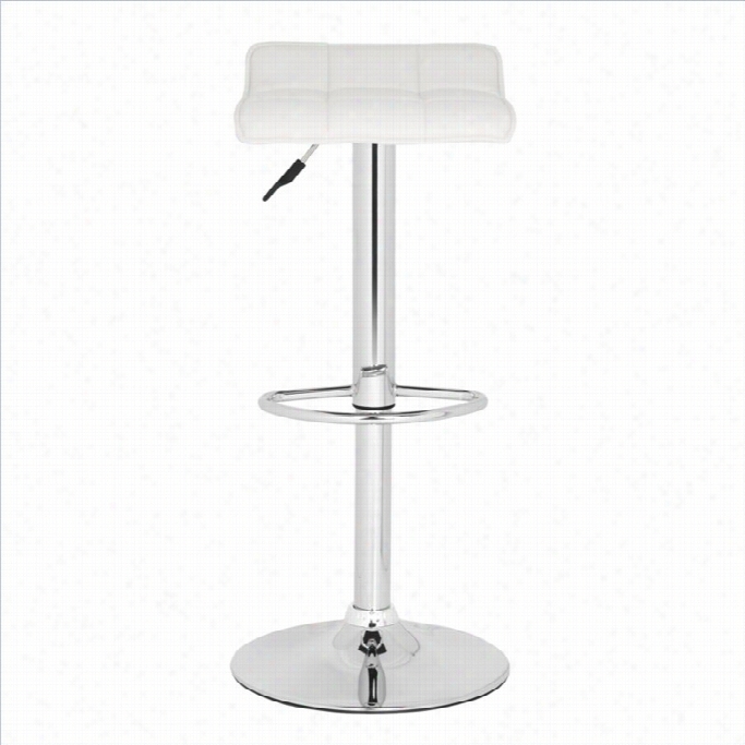 Safavieh Lamtia 22.4-30.9 Chrome Steel Bar Stool In White