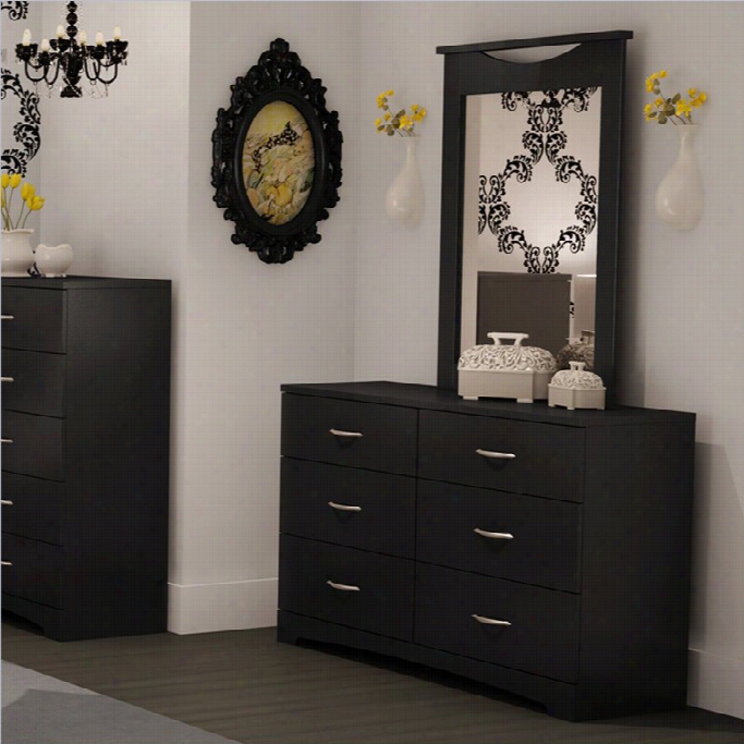 South Shore Maddxo Dresser And Mmirror Set In Black