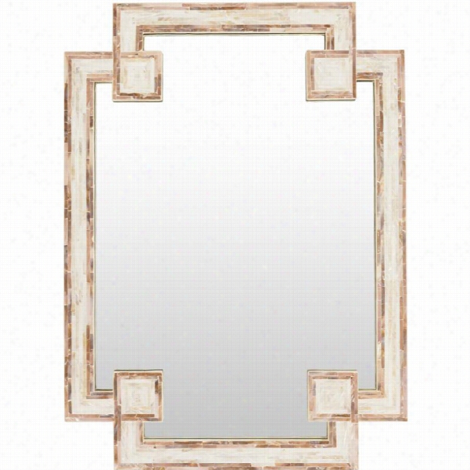 Surya Banks  Wall Mirror In Ivory And Biege