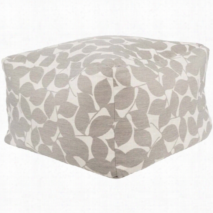 Surya Magnolia Cube Pouf  Otoman In Gray