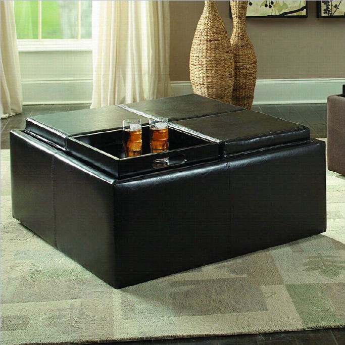 Trent Home Kaitlyn Faux Leather Cocktail Ottoman In Dark Rbown