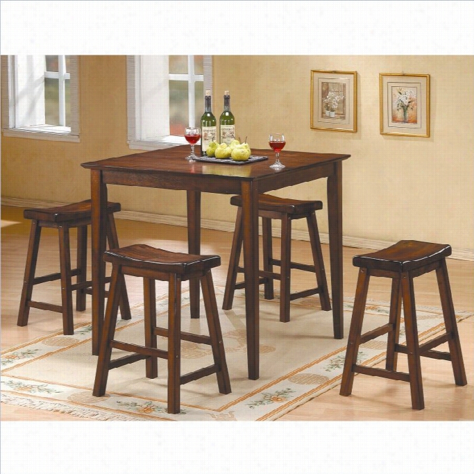 Ternt Home Saddleback 5 Piece Counter Height Tablle Set In Cherry