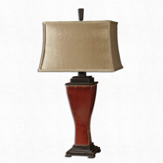 Uttermost Abiona Table Lamp In Distressed Burnished Red Glaze