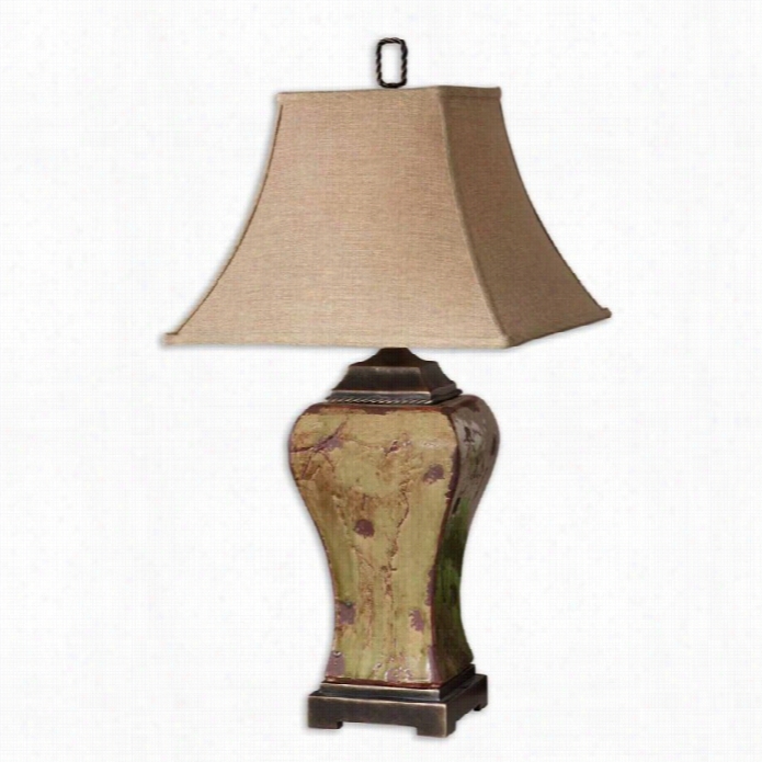 Uttermost Porano Distresse Porcelain Table Lamp In Mossy Green