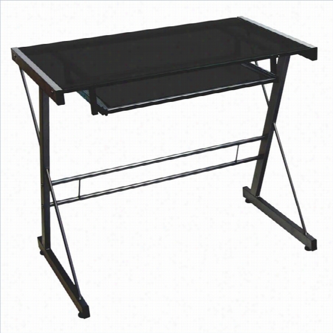 Walker Edison Solo Small Glass Predominate Computer Desk In Balck