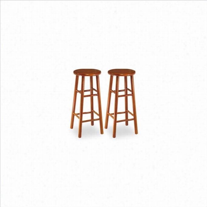 Winsome 30 Backless Bevel Seat Bar Stool In Cherry (set Of 2)