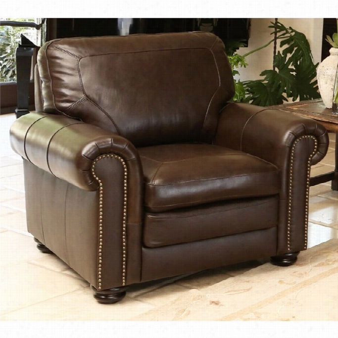 Abbyson Living Bronston Leather Arm Chair In Brown