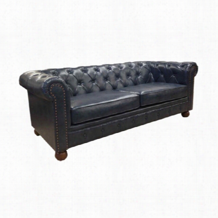 Armen Living Winston1060 Vintage Leathef Sofa In Blue
