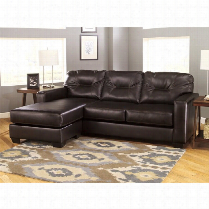 Ashley Alluvia Reversibl 2 Pisce Faux Leather Sectional In Coffee