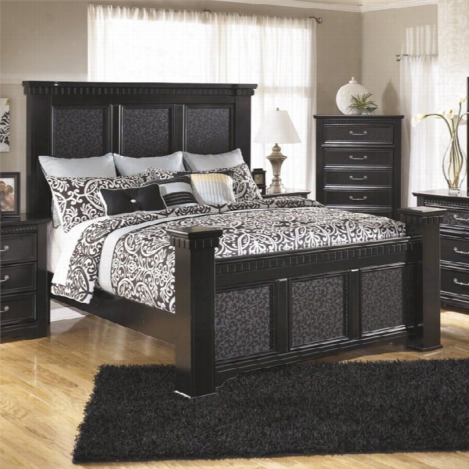 Ashley Cavallino Wood King Manor-house Panel Bed In Black