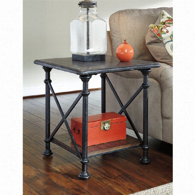 Ashley Tallenfield Stone Rectanguar End Table In Gray And Brown