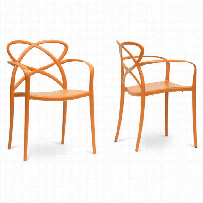 Baxton Studio Huxx Stackable Dining Chair In Orange (set Of 2)