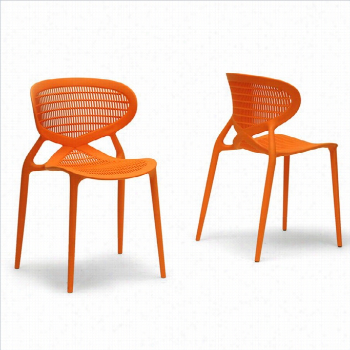 Baxton Studio Neo Dining Chair In Orange (set Of 2)