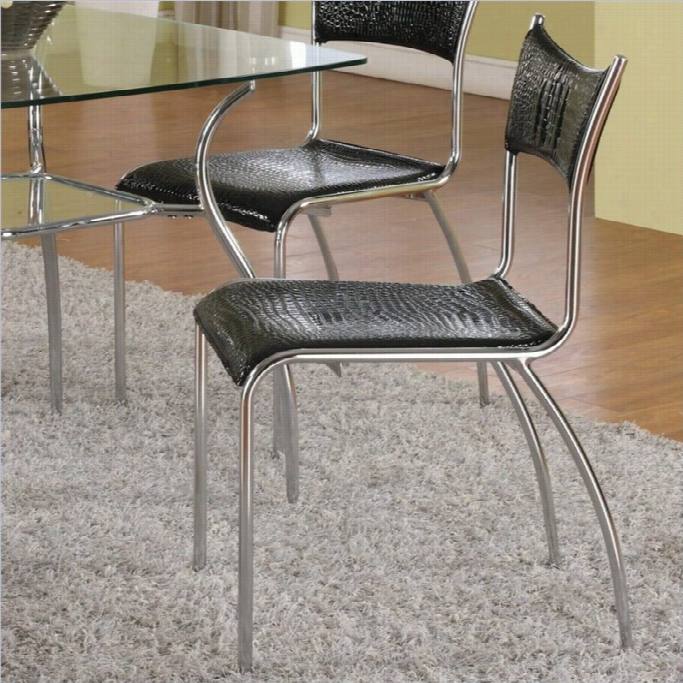Chintaly Daisy Slm Upholstered Back Diinng Chair In Lack And Chrome