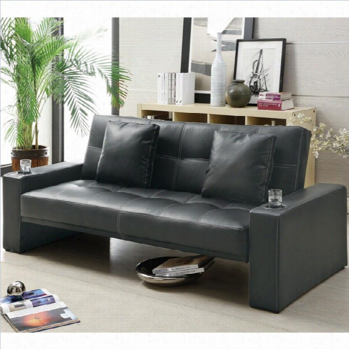 Coaster Sofa Leeper Attending Cup Holders In Black